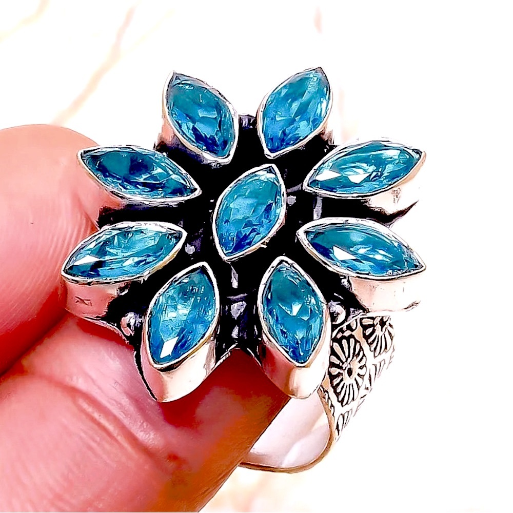 Blue Quartz Gemstone Designer Ring